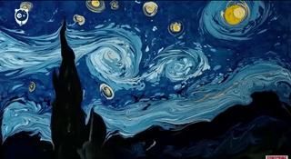 他在一盆水裡放滿了顏料，最後出來的東西梵高都不敢想像