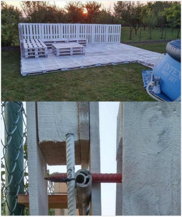 女子找來舊托盤改造一番,第二天自家後花園多個休閑空間