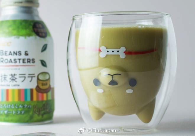 柴犬雙層玻璃杯太萌!倒入抹茶牛奶就變綠色柴柴