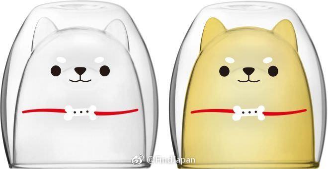 柴犬雙層玻璃杯太萌!倒入抹茶牛奶就變綠色柴柴