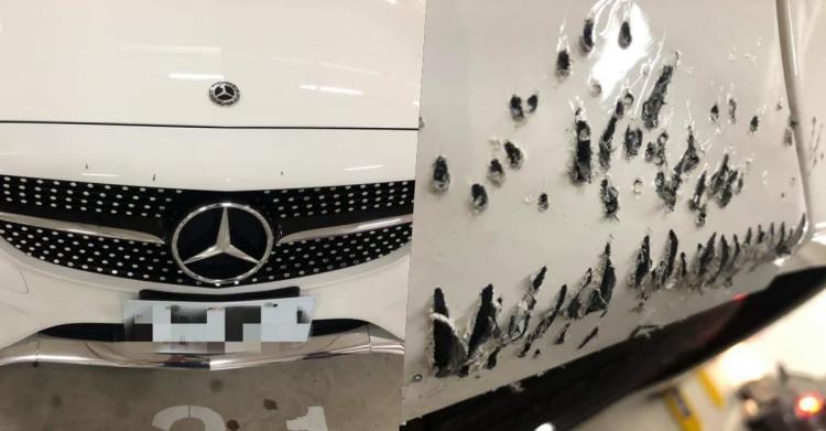 遇到金鋼狼?百萬平治全破洞…車主曝光兇手「越想越賭爛」網驚:密集恐懼發作