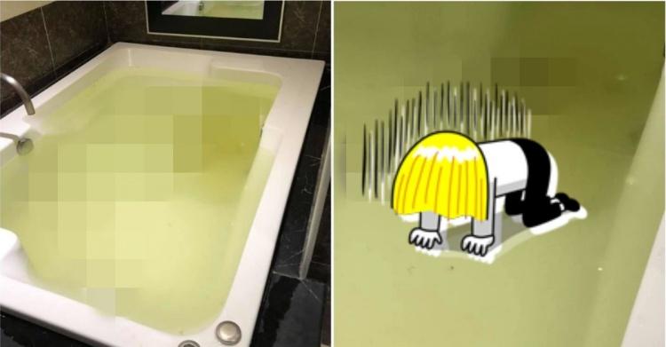 飯店浴缸裝滿「黃綠藻澤色水」仔細一看還有「一條條咖啡色固狀物」撈出來房務超崩潰！