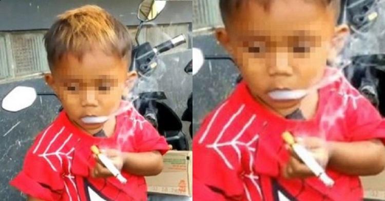 印度尼西亞2歲男童每天竟抽「40支香煙」...起因:父母沒有阻止!還讓他沉淪下去