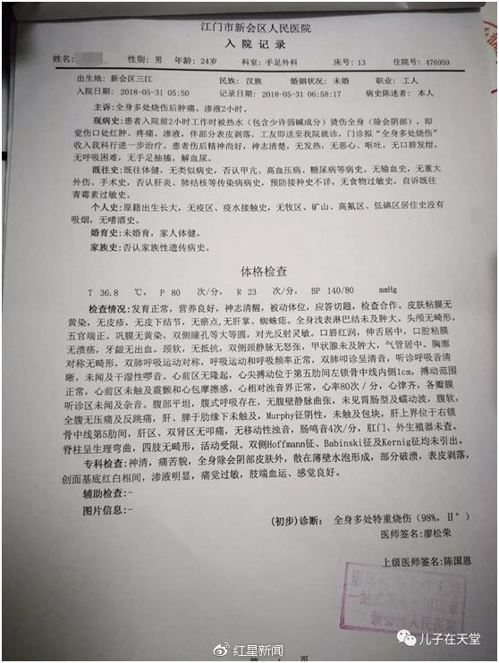 24歲員工全身98%燒傷身亡 涉事公司：此次事件屬工傷意外